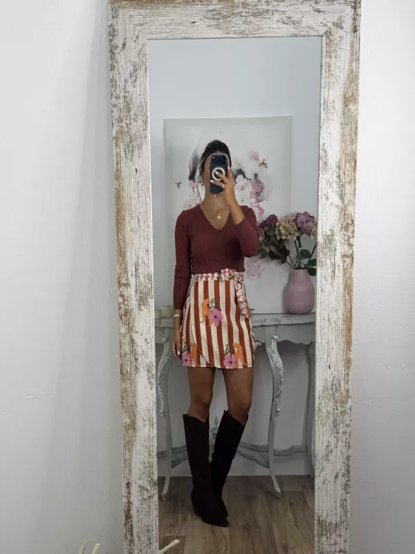 Falda pareo Santorini rayas teja