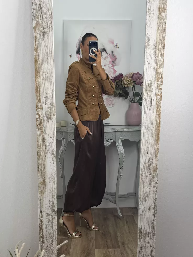 Pantalón Jimena satinado bombacho choco