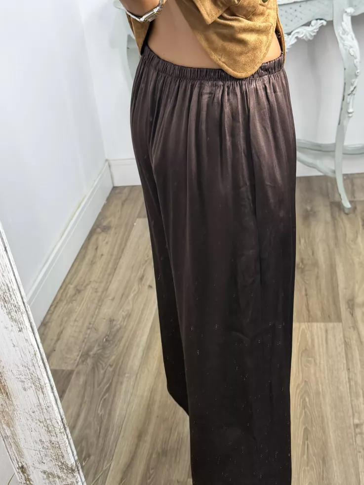 Pantalón Jimena satinado bombacho choco