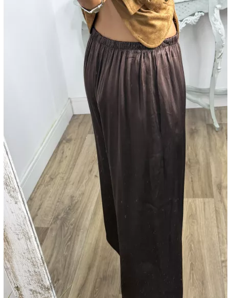 Pantalón Jimena satinado bombacho choco