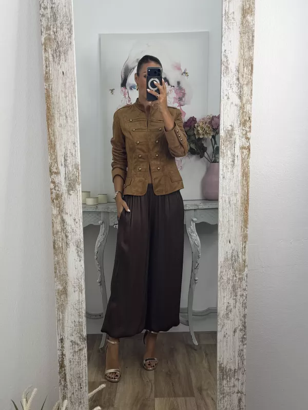Pantalón Jimena satinado bombacho choco