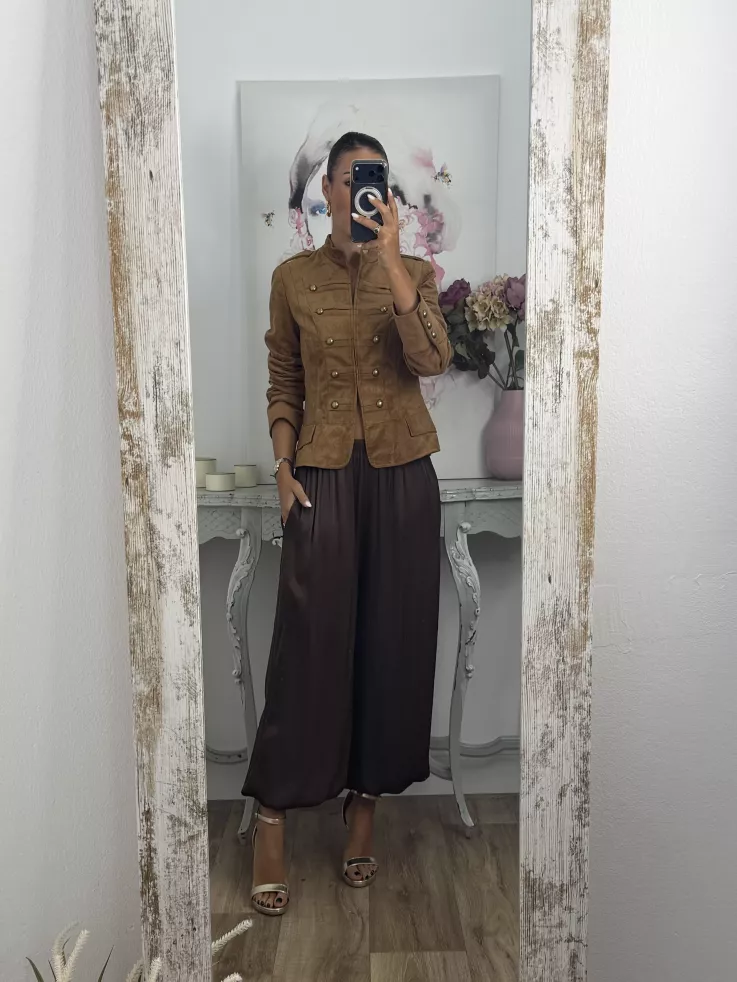 Pantalón Jimena satinado bombacho choco
