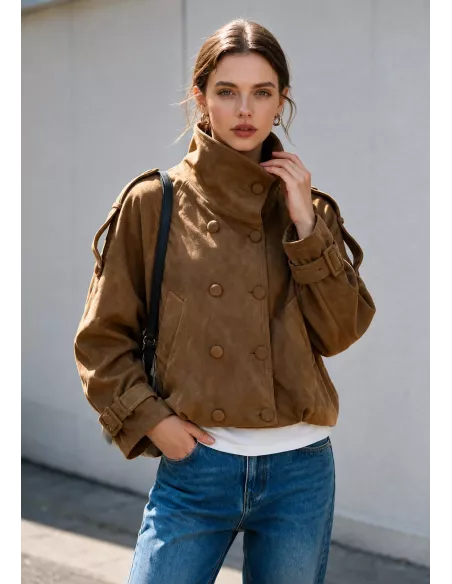 Chaqueta Nueva York antelina camel