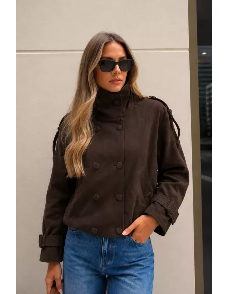 Chaqueta Nueva York antelina choco