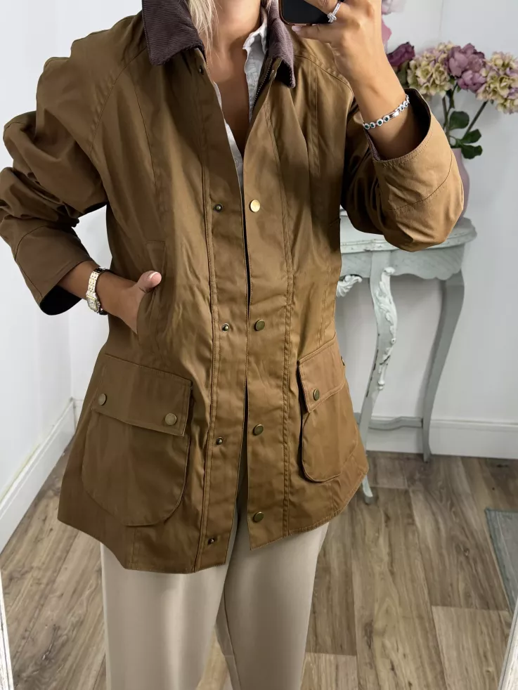 Chaqueta corta Brithis camel y choco