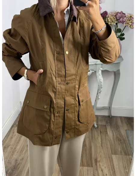 Chaqueta corta Brithis camel y choco