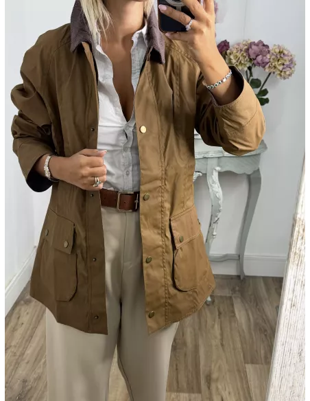 Chaqueta corta Brithis camel y choco