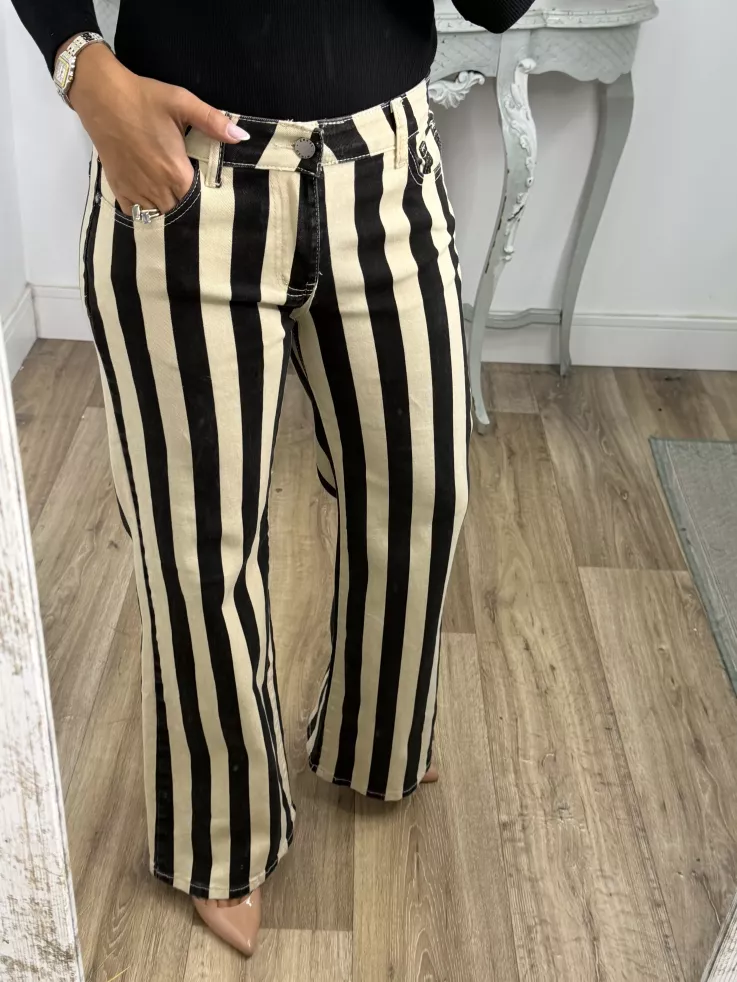 Jeans raya vainilla y negro