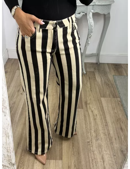 Jeans raya vainilla y negro