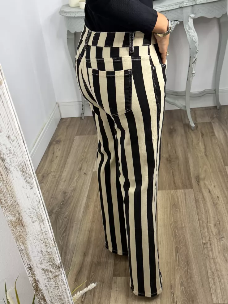 Jeans raya vainilla y negro