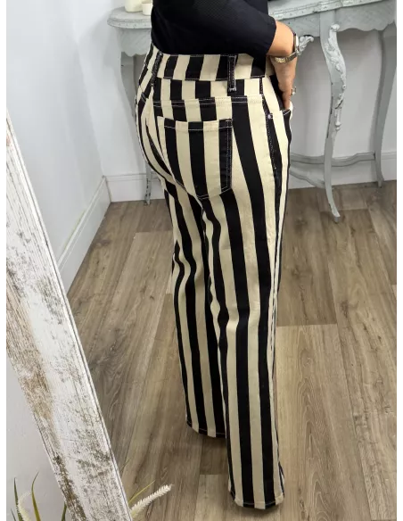 Jeans raya vainilla y negro