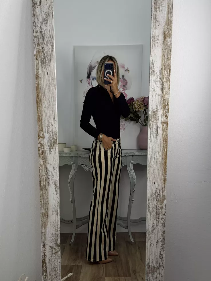 Jeans raya vainilla y negro