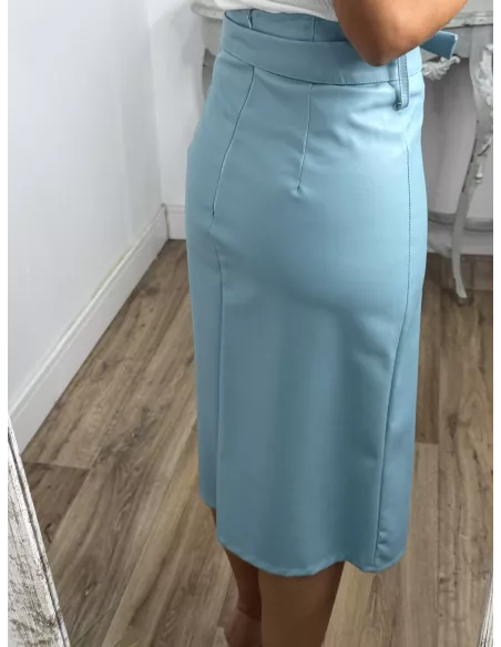 Falda polipiel celeste