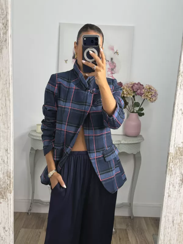 Chaqueta azul cuadros