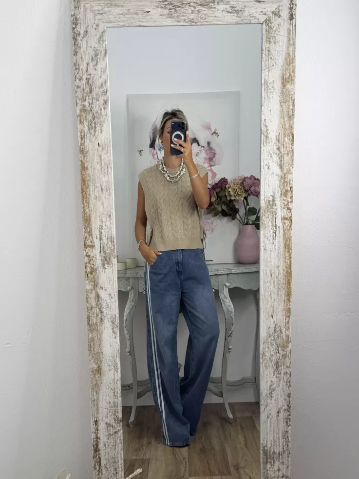 Chaleco trenzado abierto camel