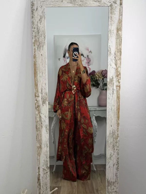 Conjunto Adara estampado rojo