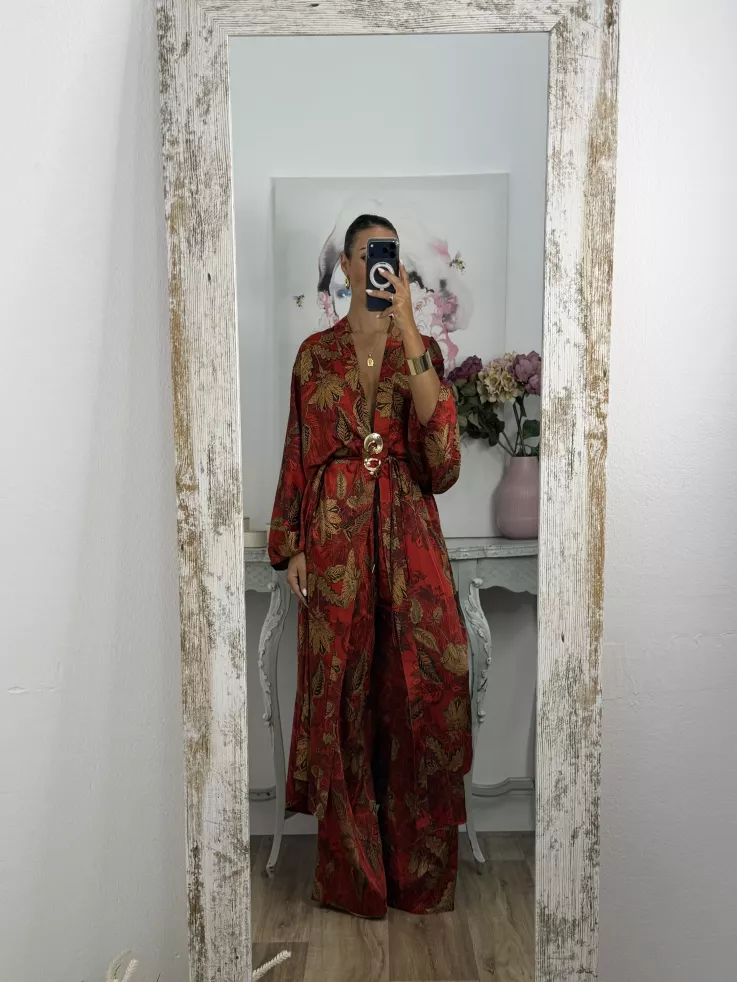 Conjunto Adara estampado rojo