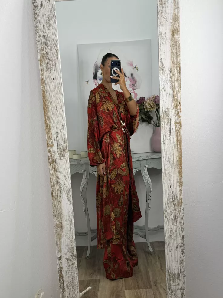Conjunto Adara estampado rojo