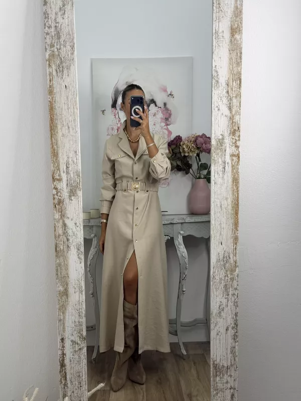 Vestido Tania camisero beige