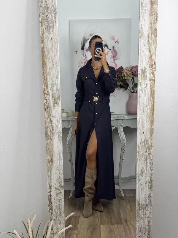 Vestido Tania camisero azul marino