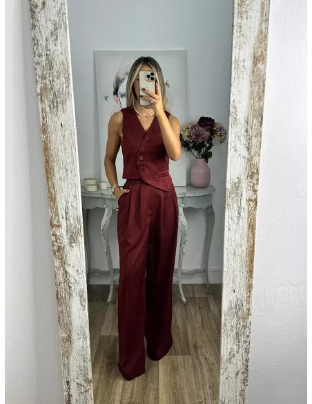 Pantalón pinzas Burdeos