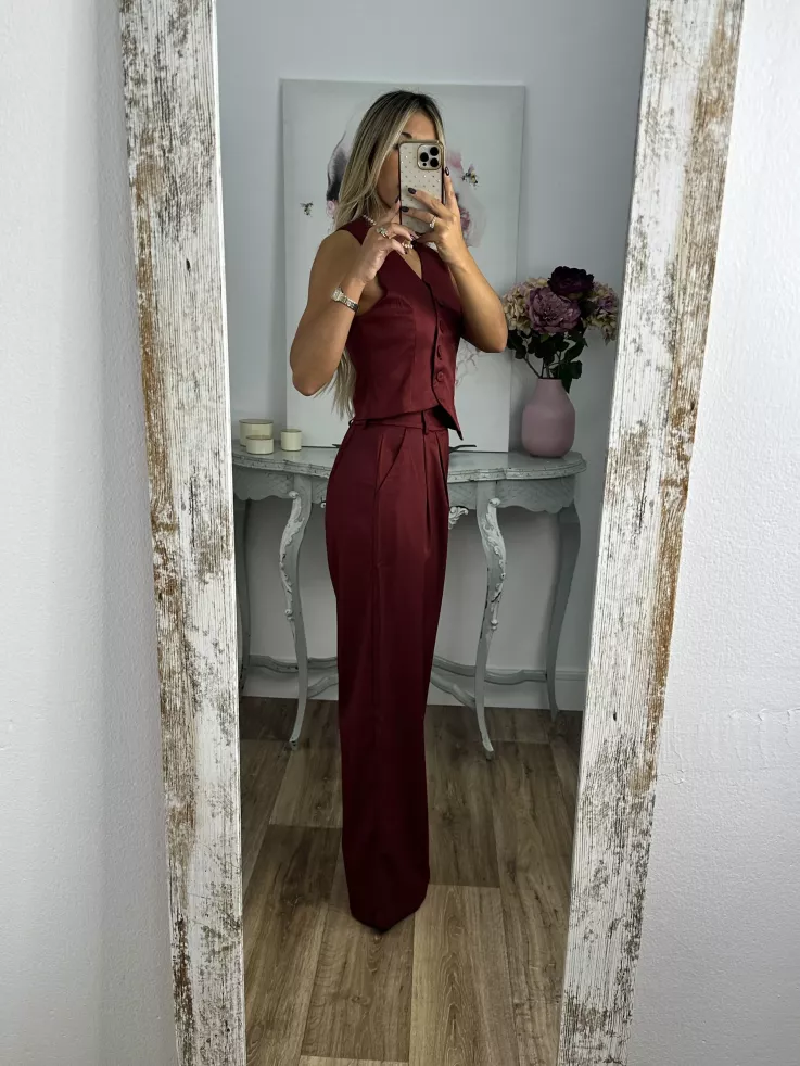 Pantalón pinzas Burdeos