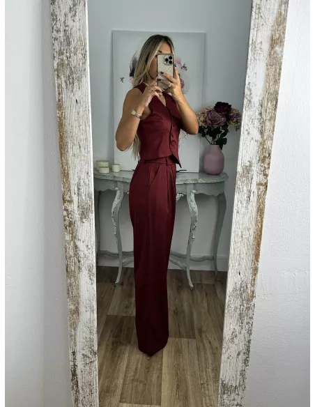 Pantalón pinzas Burdeos