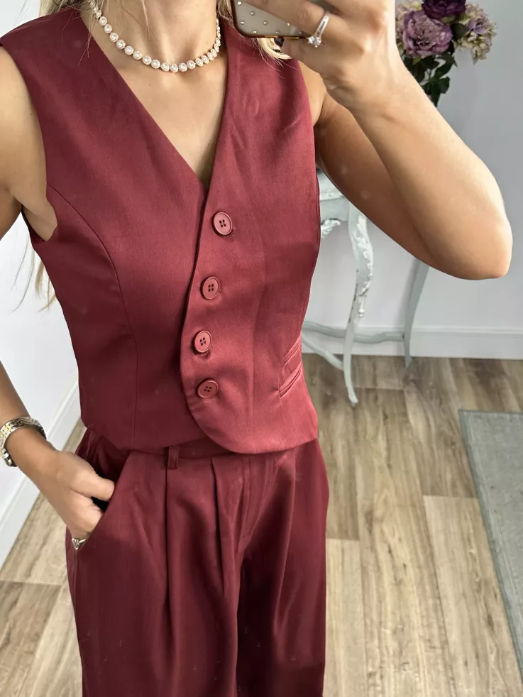 Pantalón pinzas Burdeos