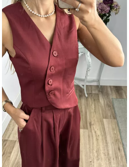 Pantalón pinzas Burdeos