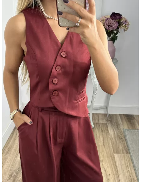 Chaleco Burdeos botones