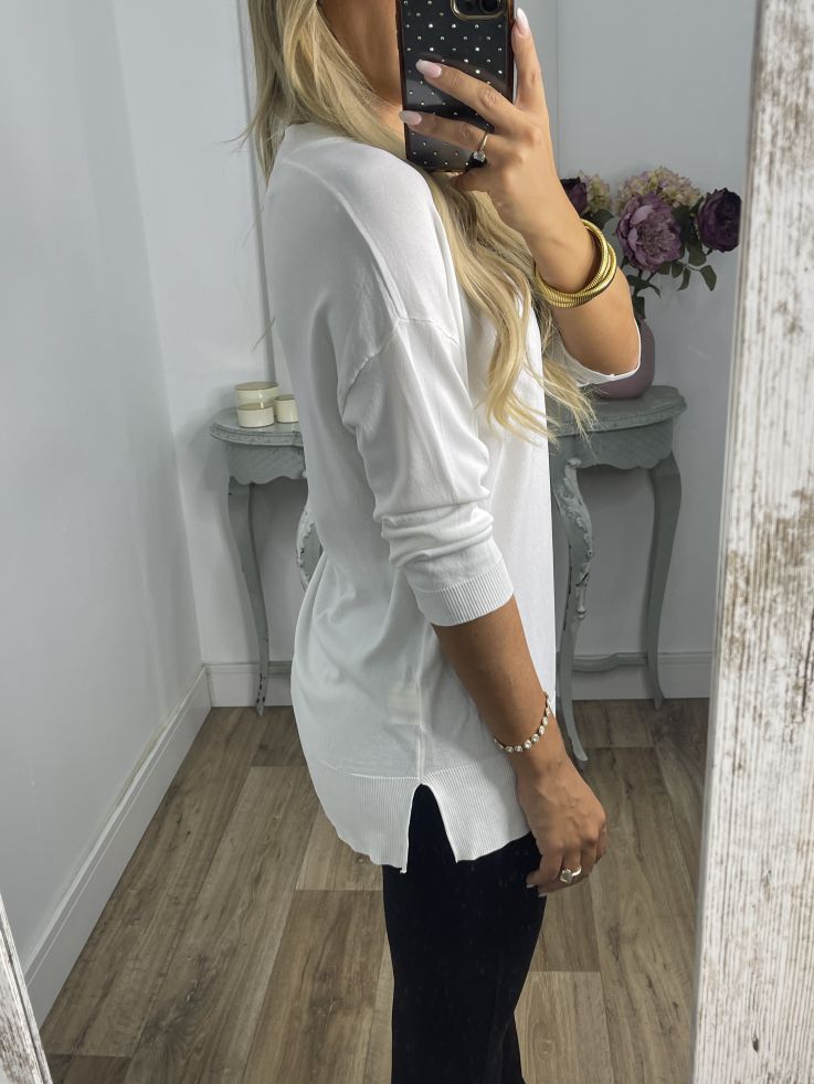 Jersey hilo blanco cuello pico