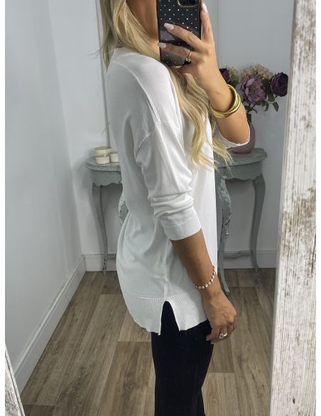 Jersey hilo blanco cuello pico