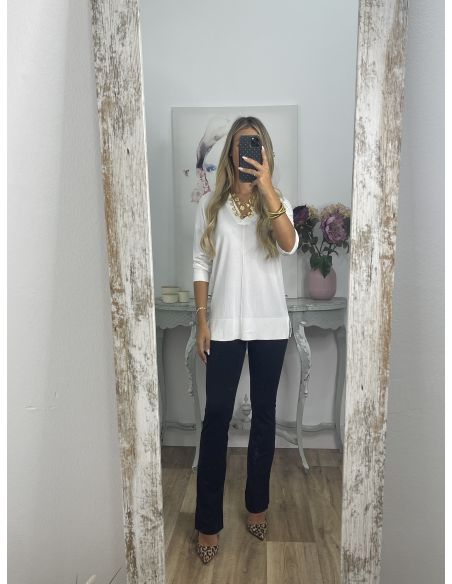 Jersey hilo blanco cuello pico