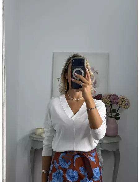Jersey hilo blanco cuello pico