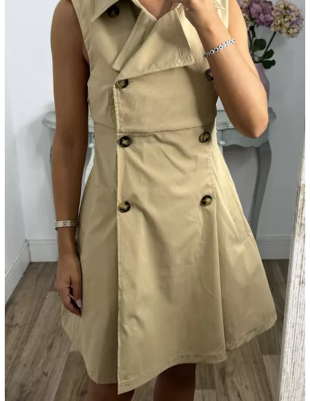 Vestido tipo gabardina camel