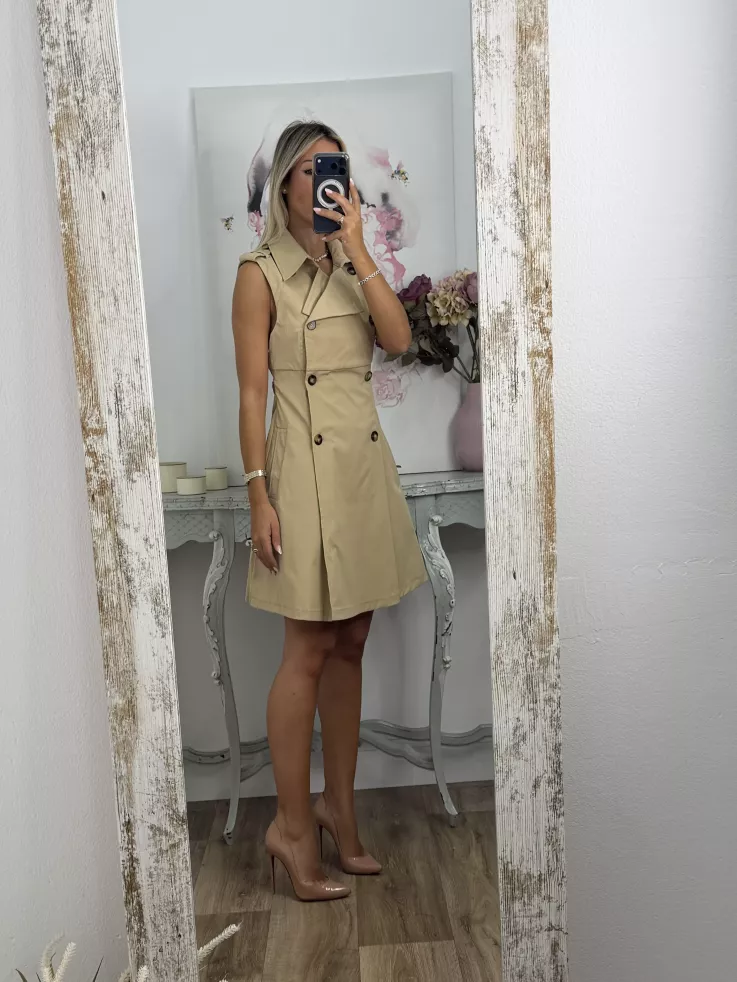 Vestido tipo gabardina camel