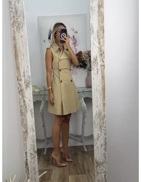 Vestido tipo gabardina camel