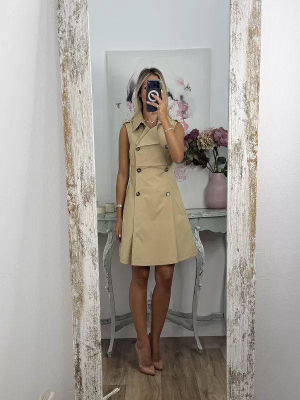 Vestido tipo gabardina camel