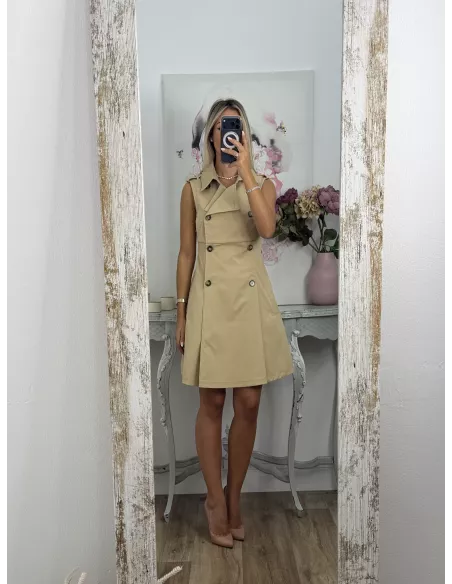 Vestido tipo gabardina camel