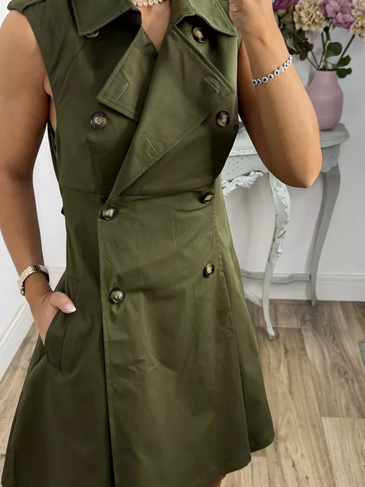 Vestido tipo gabardina verde