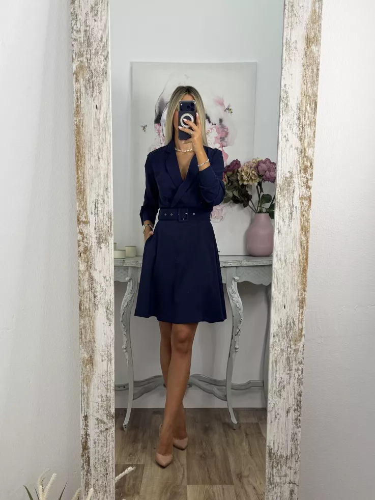 Vestido Aurora azul con cinturón