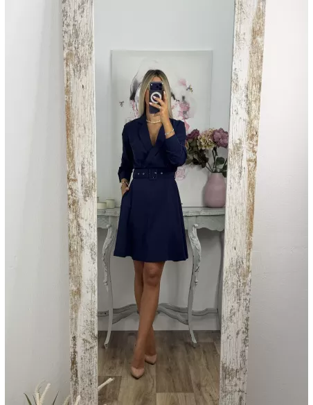 Vestido Aurora azul con cinturón