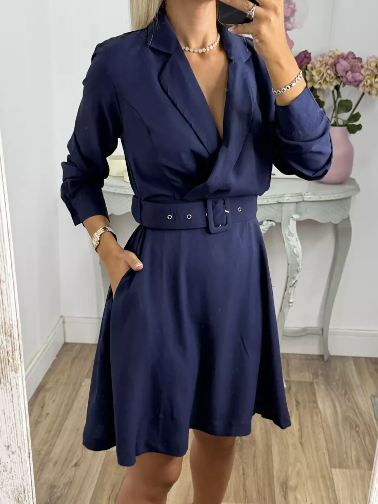 Vestido Aurora azul con cinturón