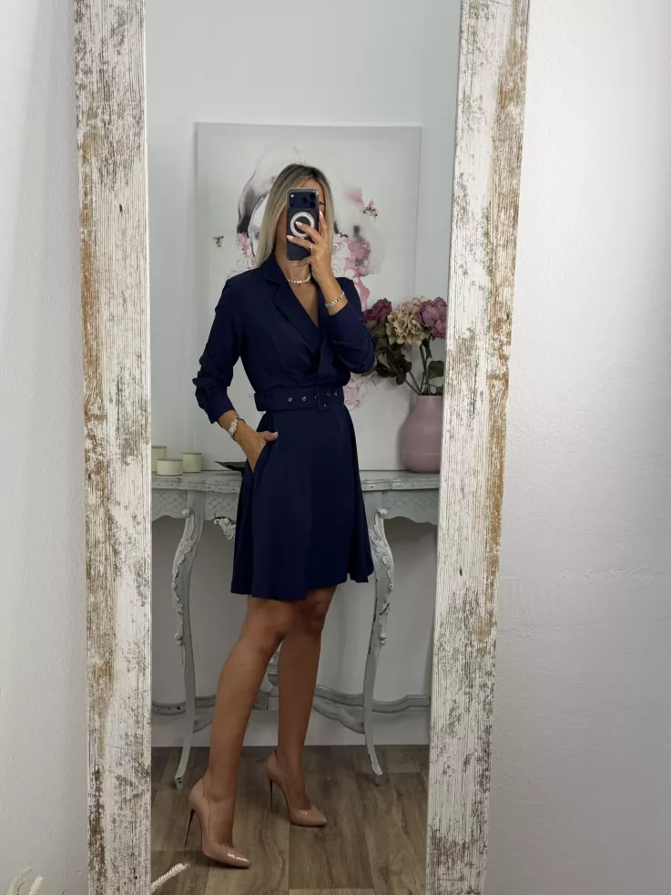 Vestido Aurora azul con cinturón