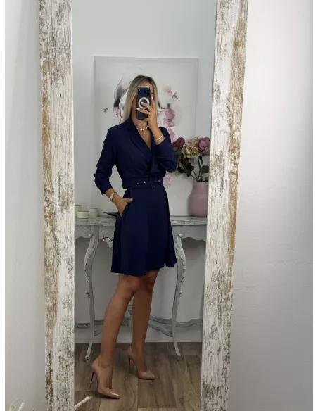 Vestido Aurora azul con cinturón