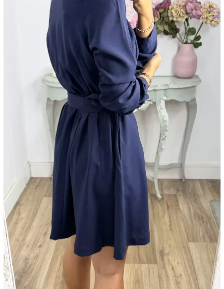 Vestido Aurora azul con cinturón