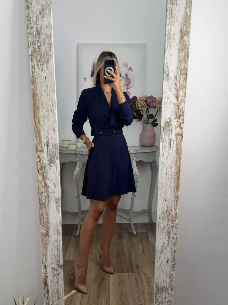 Vestido Aurora azul con cinturón