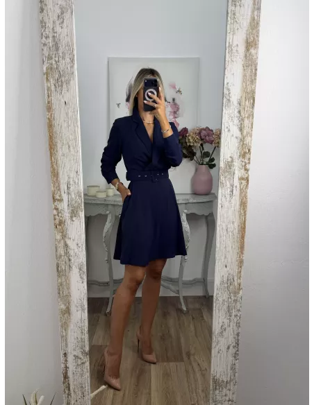 Vestido Aurora azul con cinturón
