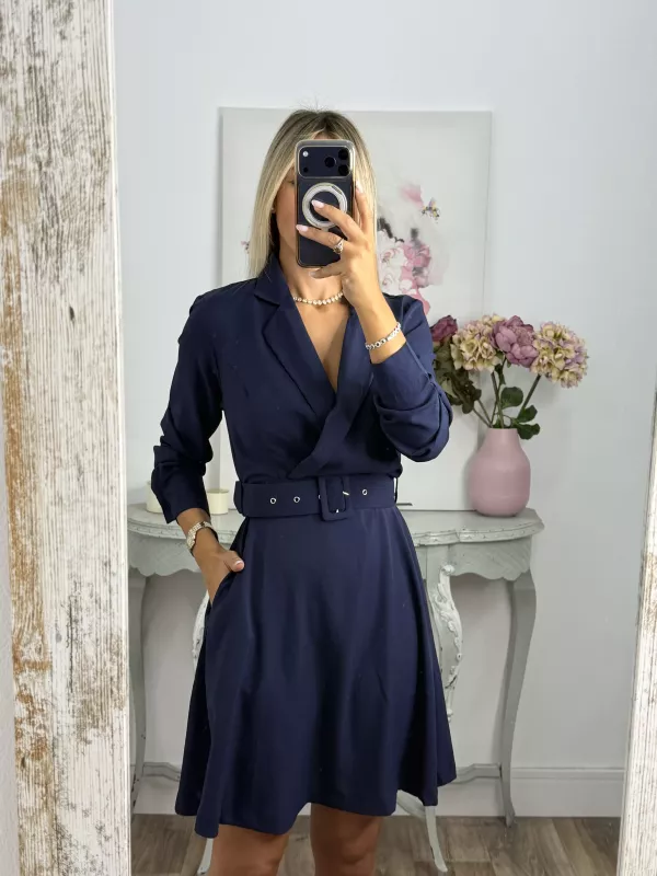 Vestido Aurora azul con cinturón