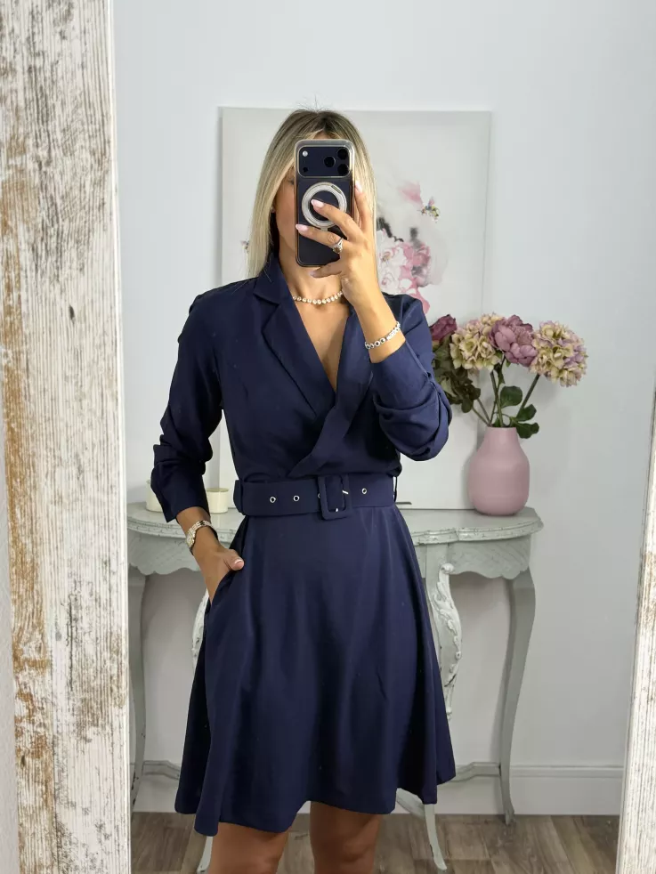 Vestido Aurora azul con cinturón